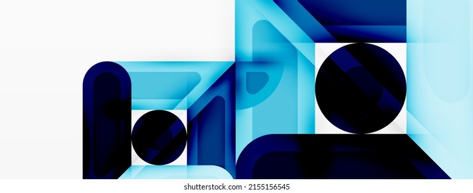 Papel geométrico creativo. Fondo abstracto mínimo. Círculos líneas cuadradas composición ilustración vectorial para fondo de banners de fondo o página de aterrizaje