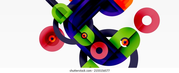 Papel geométrico creativo. Fondo abstracto mínimo. Formas geométricas de color brillante sobre fondo blanco. Plantilla de negocio para papel de pared, banner, fondo o aterrizaje