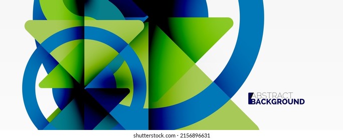 Kreative geometrische Tapete. Minimaler abstrakter Hintergrund. Komposition von Dreiecken und Kreisen, Vektorgrafik für Bildschirmhintergrund oder Landungsfläche