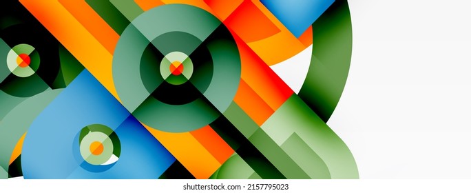 Creative geometric wallpaper. Minimal abstract background. Bright color geometric shapes on white backdrop. Business template for wallpaper, banner, background or landing