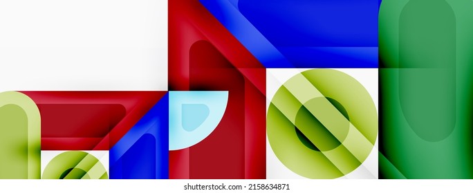 Papel geométrico creativo. Fondo abstracto mínimo. Círculos líneas cuadradas composición ilustración vectorial para fondo de banners de fondo o página de aterrizaje