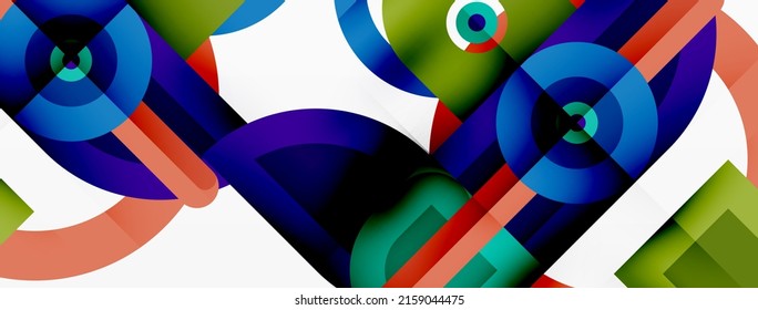 Papel geométrico creativo. Fondo abstracto mínimo. Formas geométricas de color brillante sobre fondo blanco. Plantilla de negocio para papel de pared, banner, fondo o aterrizaje
