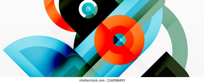 Creative geometric wallpaper. Minimal abstract background. Bright color geometric shapes on white backdrop. Business template for wallpaper, banner, background or landing