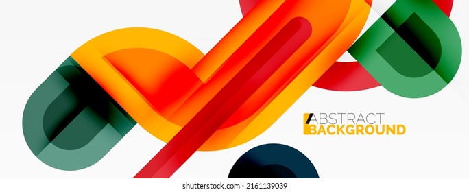 Creative geometric wallpaper. Minimal abstract background. Bright color geometric shapes on white backdrop. Business template for wallpaper, banner, background or landing