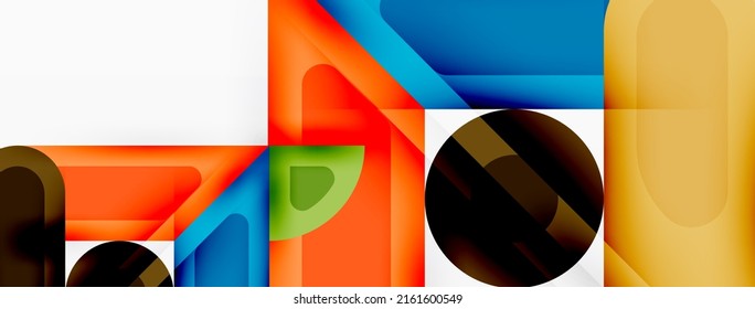 Creative geometric wallpaper. Minimal abstract background. Circles lines squares composition vector illustration for wallpaper banner background or landing page