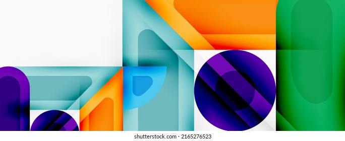 Kreative geometrische Tapete. Minimaler abstrakter Hintergrund. Circles lines quadratische Zusammensetzung Vektorgrafik für Bildschirmhintergrund oder Landungsseite