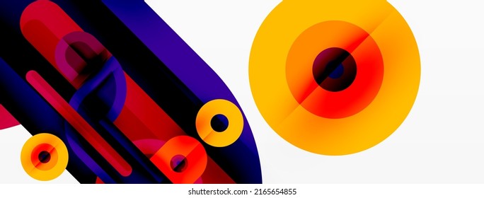 Kreative geometrische Tapete. Minimaler abstrakter Hintergrund. Helle, geometrische Formen auf weißem Hintergrund. Geschäftsvorlage für Bildschirmhintergründe, Banner, Hintergrund oder Landung