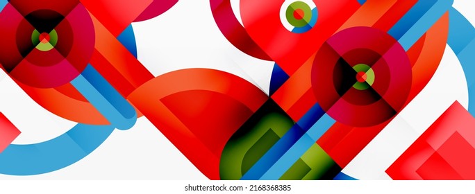 Creative geometric wallpaper. Minimal abstract background. Bright color geometric shapes on white backdrop. Business template for wallpaper, banner, background or landing