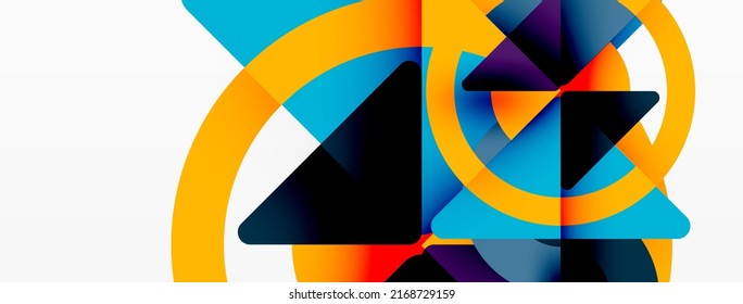 Papel geométrico creativo. Fondo abstracto mínimo. Triángulos y círculos composición ilustración vectorial para fondo de banners de fondo o página de aterrizaje