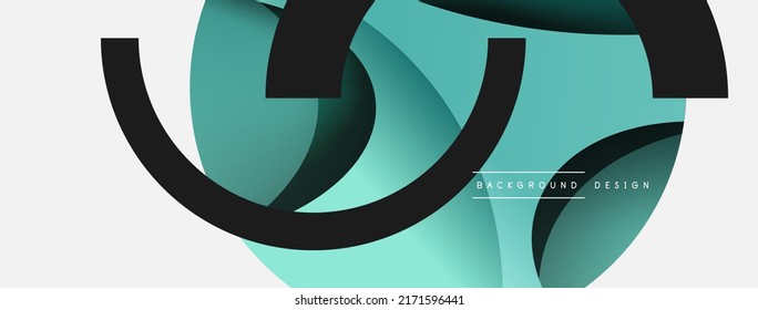 Papel geométrico creativo. Fondo abstracto mínimo. Ilustración vectorial de la composición del círculo y la onda para fondo de banner de fondo o página de aterrizaje de papel pintado