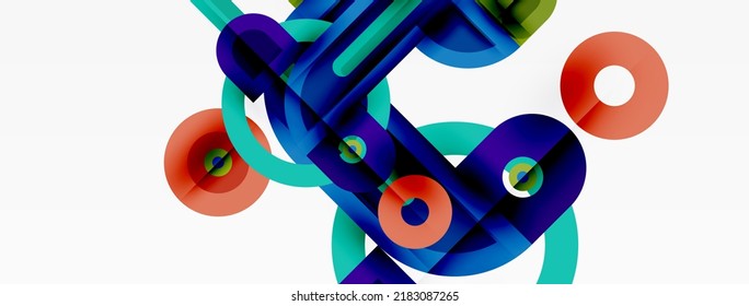 Creative geometric wallpaper. Minimal abstract background. Bright color geometric shapes on white backdrop. Business template for wallpaper, banner, background or landing