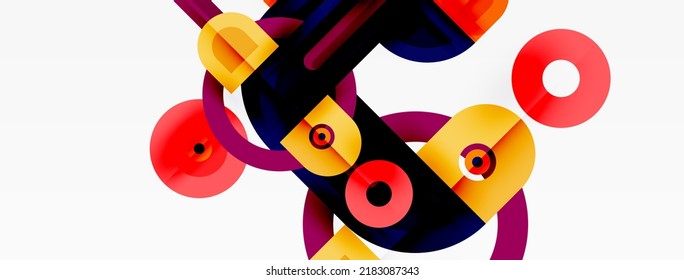 Creative geometric wallpaper. Minimal abstract background. Bright color geometric shapes on white backdrop. Business template for wallpaper, banner, background or landing