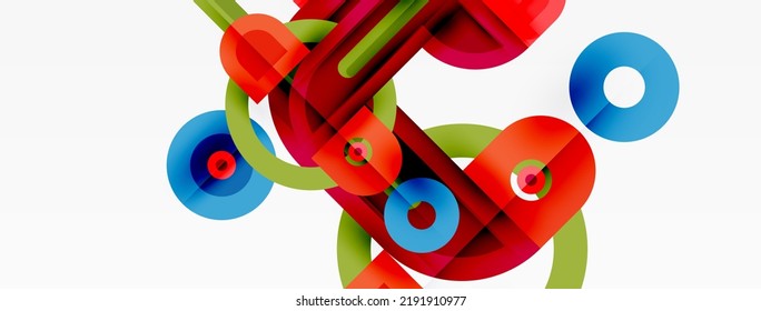 Creative geometric wallpaper. Minimal abstract background. Bright color geometric shapes on white backdrop. Business template for wallpaper, banner, background or landing