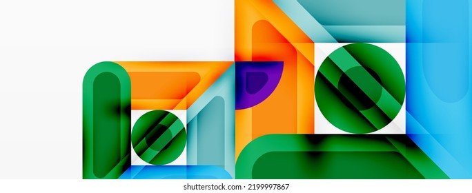 Creative geometric wallpaper. Minimal abstract background. Circles lines squares composition vector illustration for wallpaper banner background or landing page