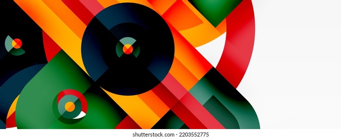 Creative geometric wallpaper. Minimal abstract background. Bright color geometric shapes on white backdrop. Business template for wallpaper, banner, background or landing
