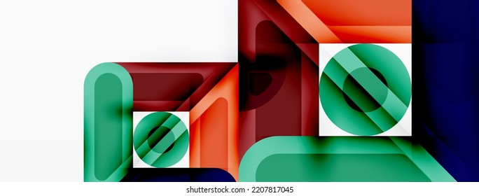 Creative geometric wallpaper. Minimal abstract background. Circles lines squares composition vector illustration for wallpaper banner background or landing page