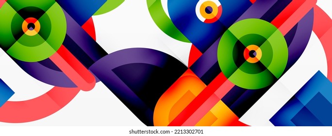 Creative geometric wallpaper. Minimal abstract background. Bright color geometric shapes on white backdrop. Business template for wallpaper, banner, background or landing