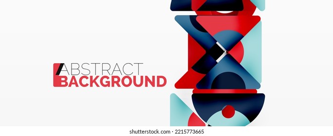 Kreative geometrische Tapete. Minimaler abstrakter Hintergrund. Komposition von Dreiecken und Kreisen, Vektorgrafik für Bildschirmhintergrund oder Landungsfläche
