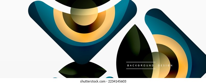 Papel geométrico creativo. Fondo abstracto mínimo. Moda circular y formas redondeadas composición ilustración vectorial para fondo de banner de fondo o página de aterrizaje de papel pintado