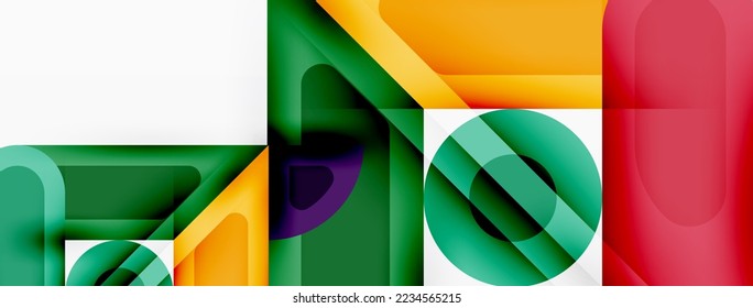 Creative geometric wallpaper. Minimal abstract background. Circles lines squares composition vector illustration for wallpaper banner background or landing page