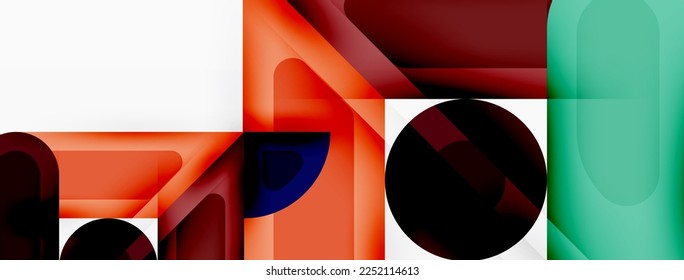 Creative geometric wallpaper. Minimal abstract background. Circles lines squares composition vector illustration for wallpaper banner background or landing page