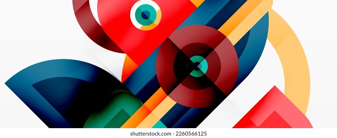 Creative geometric wallpaper. Minimal abstract background. Bright color geometric shapes on white backdrop. Business template for wallpaper, banner, background or landing