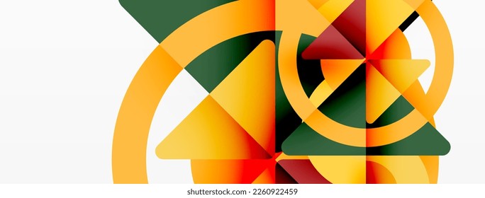 Papel geométrico creativo. Fondo abstracto mínimo. Triángulos y círculos composición ilustración vectorial para fondo de banners de fondo o página de aterrizaje