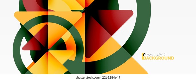 Kreative geometrische Tapete. Minimaler abstrakter Hintergrund. Komposition von Dreiecken und Kreisen, Vektorgrafik für Bildschirmhintergrund oder Landungsfläche