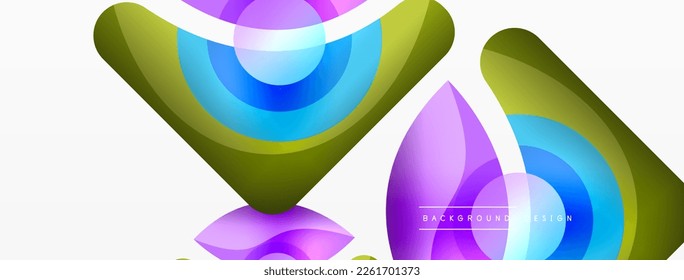 Papel geométrico creativo. Fondo abstracto mínimo. Moda circular y formas redondeadas composición ilustración vectorial para fondo de banner de fondo o página de aterrizaje de papel pintado