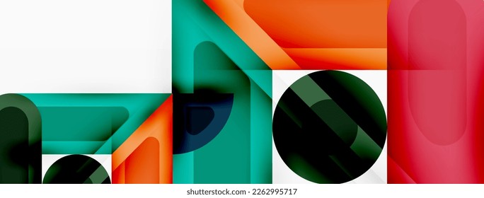 Creative geometric wallpaper. Minimal abstract background. Circles lines squares composition vector illustration for wallpaper banner background or landing page