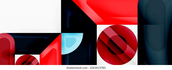 Papel geométrico creativo. Fondo abstracto mínimo. Círculos líneas cuadradas composición ilustración vectorial para fondo de banners de fondo o página de aterrizaje