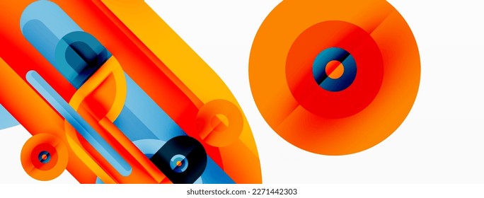 Creative geometric wallpaper. Minimal abstract background. Bright color geometric shapes on white backdrop. Business template for wallpaper, banner, background or landing