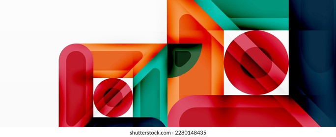 Papel geométrico creativo. Fondo abstracto mínimo. Círculos líneas cuadradas composición ilustración vectorial para fondo de banners de fondo o página de aterrizaje