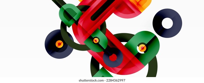 Creative geometric wallpaper. Minimal abstract background. Bright color geometric shapes on white backdrop. Business template for wallpaper, banner, background or landing