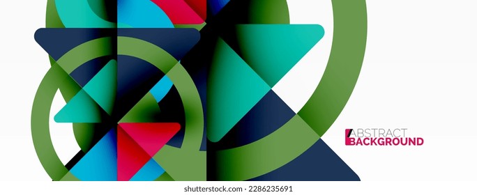 Papel geométrico creativo. Fondo abstracto mínimo. Triángulos y círculos composición ilustración vectorial para fondo de banners de fondo o página de aterrizaje