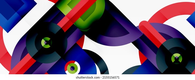 Creative geometric wallpaper. Minimal geometric background with round shapes. Trendy techno business template for wallpaper, banner, background or landing