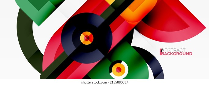 Creative geometric wallpaper. Minimal geometric background with round shapes. Trendy techno business template for wallpaper, banner, background or landing