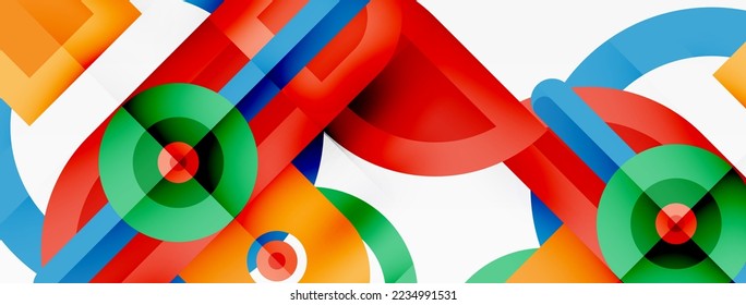 Creative geometric wallpaper. Minimal geometric background with round shapes. Trendy techno business template for wallpaper, banner, background or landing
