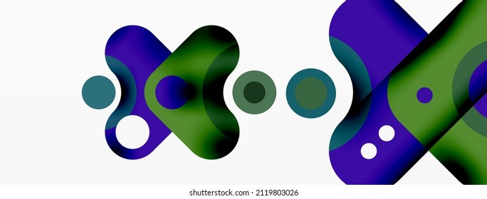 Papel geométrico creativo. Flecha mínima de burbuja y fondo abstracto de círculo. Plantilla de negocio de Techno para papel de pared, banner, fondo o aterrizaje