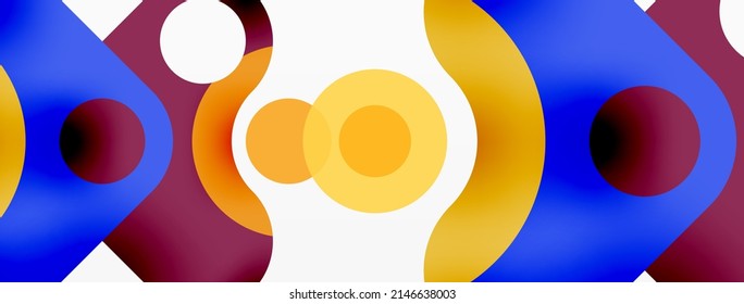 Creative geometric wallpaper. Minimal bubble arrow and circle abstract background. Techno business template for wallpaper, banner, background or landing