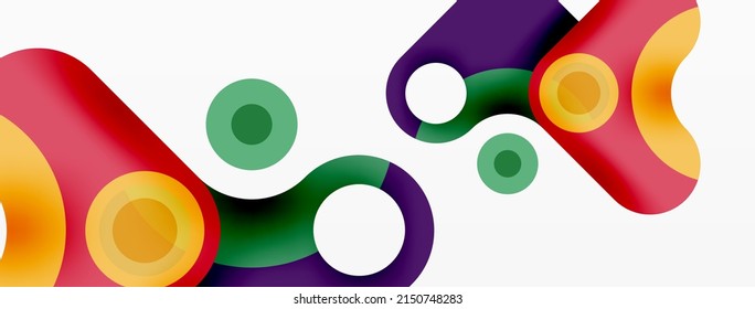 Papel geométrico creativo. Flecha mínima de burbuja y fondo abstracto de círculo. Plantilla de negocio de Techno para papel de pared, banner, fondo o aterrizaje