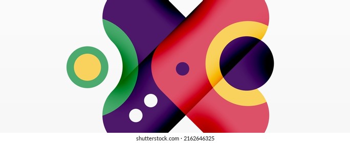 Papel geométrico creativo. Flecha mínima de burbuja y fondo abstracto de círculo. Plantilla de negocio de Techno para papel de pared, banner, fondo o aterrizaje