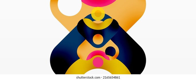 Papel geométrico creativo. Flecha mínima de burbuja y fondo abstracto de círculo. Plantilla de negocio de Techno para papel de pared, banner, fondo o aterrizaje