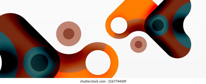 Papel geométrico creativo. Flecha mínima de burbuja y fondo abstracto de círculo. Plantilla de negocio de Techno para papel de pared, banner, fondo o aterrizaje