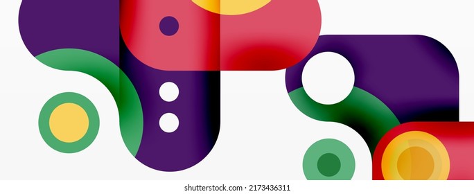 Creative geometric wallpaper. Minimal bubble arrow and circle abstract background. Techno business template for wallpaper, banner, background or landing