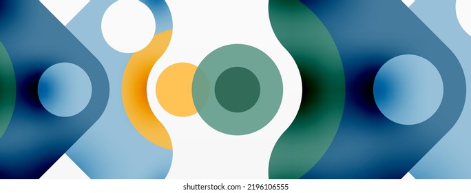 Creative geometric wallpaper. Minimal bubble arrow and circle abstract background. Techno business template for wallpaper, banner, background or landing