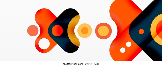 Papel geométrico creativo. Flecha mínima de burbuja y fondo abstracto de círculo. Plantilla de negocio de Techno para papel de pared, banner, fondo o aterrizaje