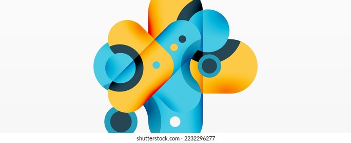 Papel geométrico creativo. Flecha mínima de burbuja y fondo abstracto de círculo. Plantilla de negocio de Techno para papel de pared, banner, fondo o aterrizaje