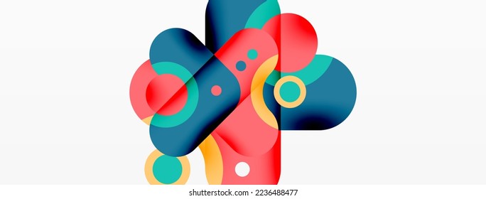 Papel geométrico creativo. Flecha mínima de burbuja y fondo abstracto de círculo. Plantilla de negocio de Techno para papel de pared, banner, fondo o aterrizaje