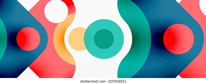 Creative geometric wallpaper. Minimal bubble arrow and circle abstract background. Techno business template for wallpaper, banner, background or landing